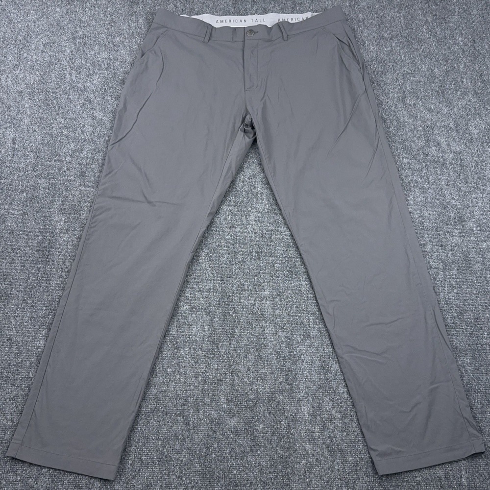 American Tall Performance Tech Chino Pants Mens 42x34 Gray Golf Trouser Stretch